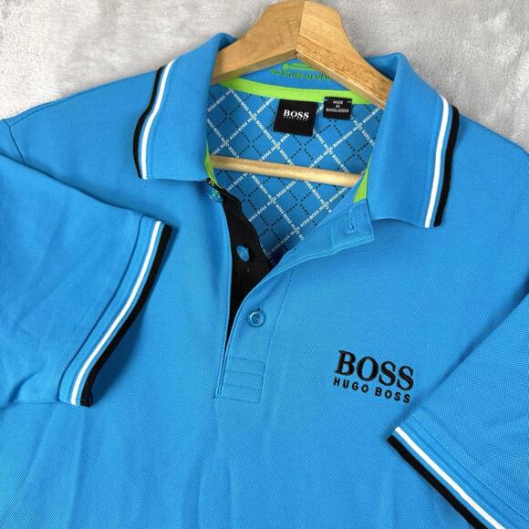 Hugo Boss Other - Boss Hugo Striped Trim Polo Men Size Small Short Sleeve Moisture Control Casual